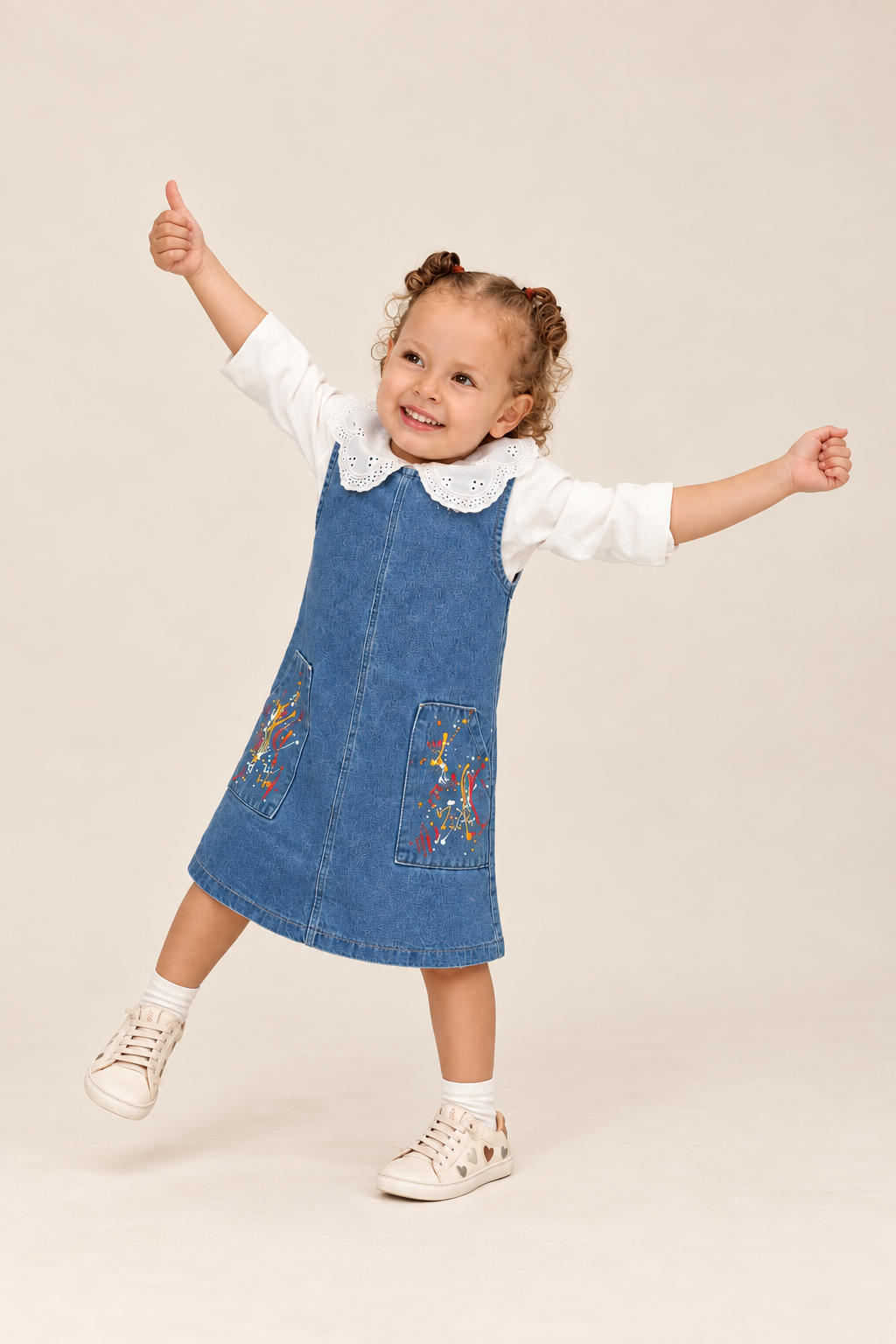 Jardinera Denim Arte de Bugbee – ropa infantil – vista adicional 2