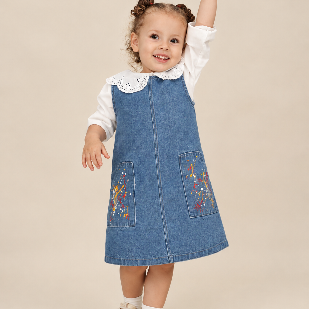 Jardinera Denim Arte de Bugbee – ropa infantil – vista principal